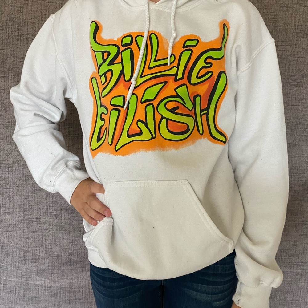 White sweatshirt with graffiti design size small
